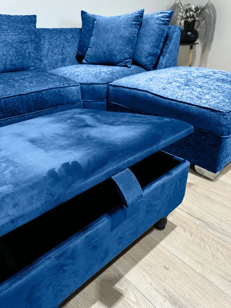 Square Plain Lid Coffee Table Ottoman Storage | Large Velvet Footrest UK
