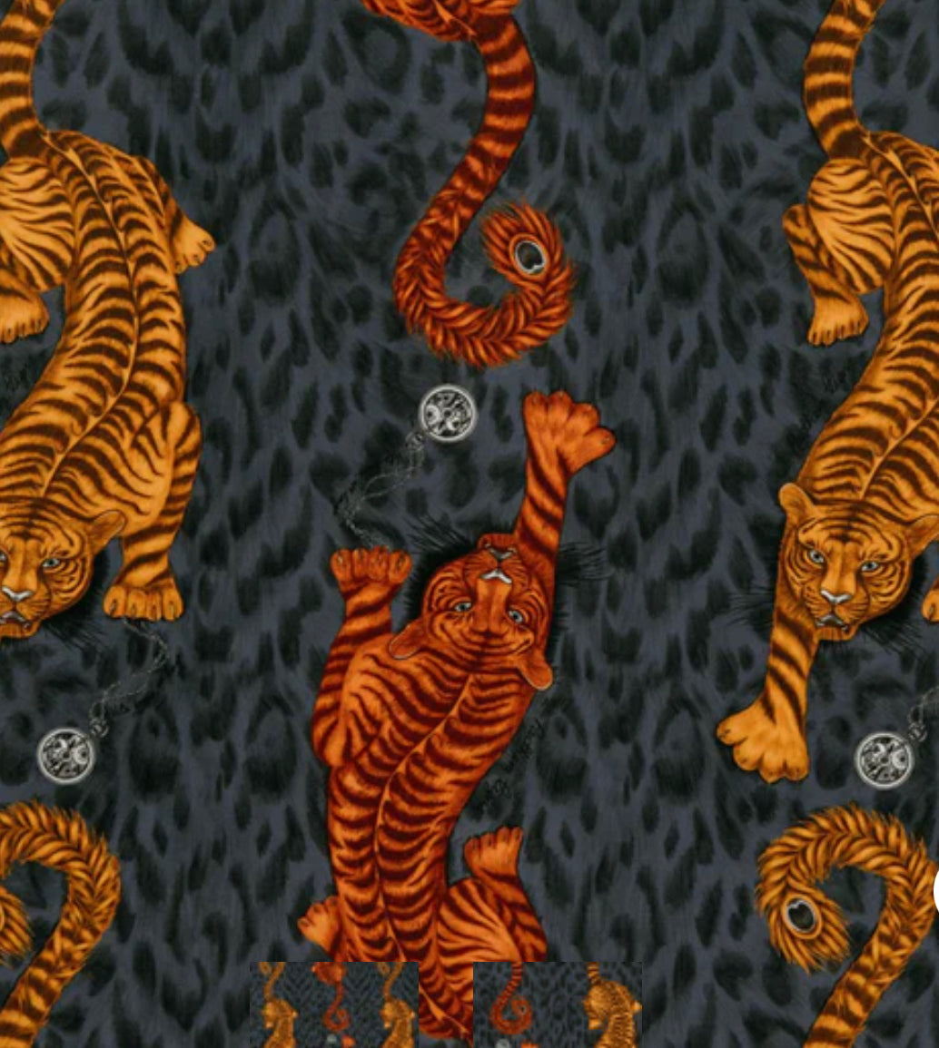 Twin tiger velvet floor seating