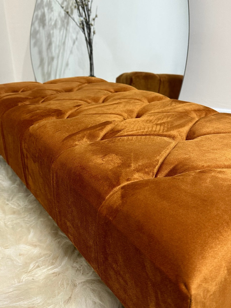PREMIUM BURNT ORANGE VELVET Footstool
