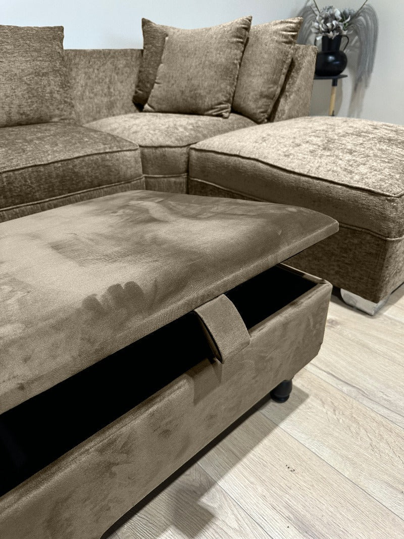 Brown Ottoman Plain Storage |Plain Coffee Table Footstool
