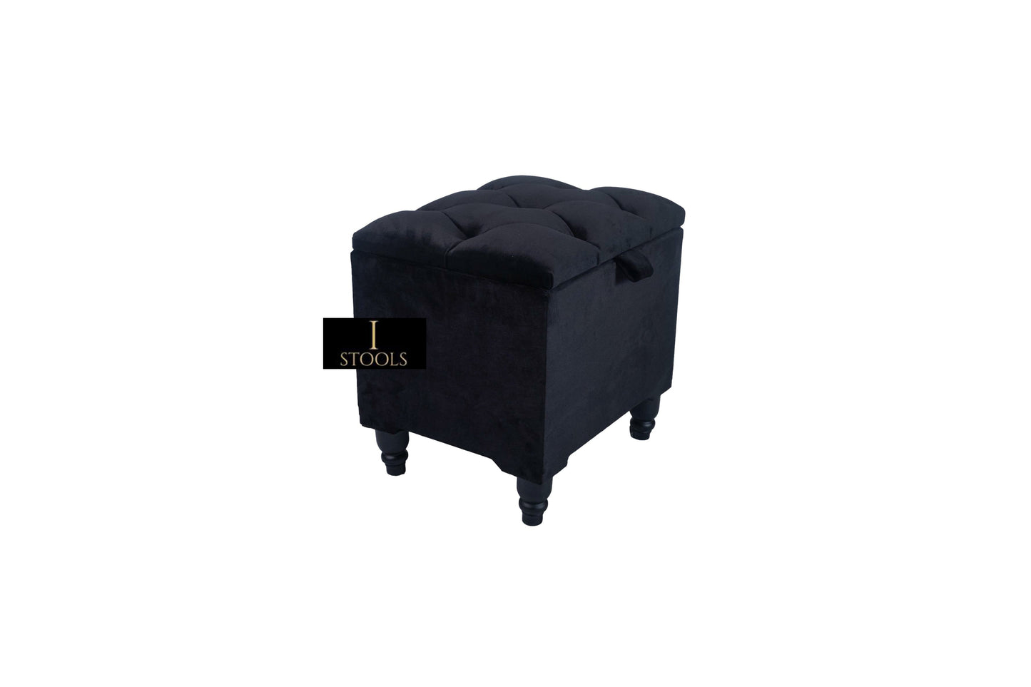 Small Black Buttoned Storage Box