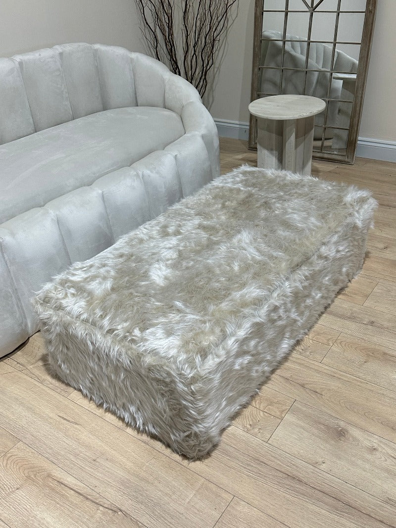 Tobi coffee table fluffy fabric Ottoman storage