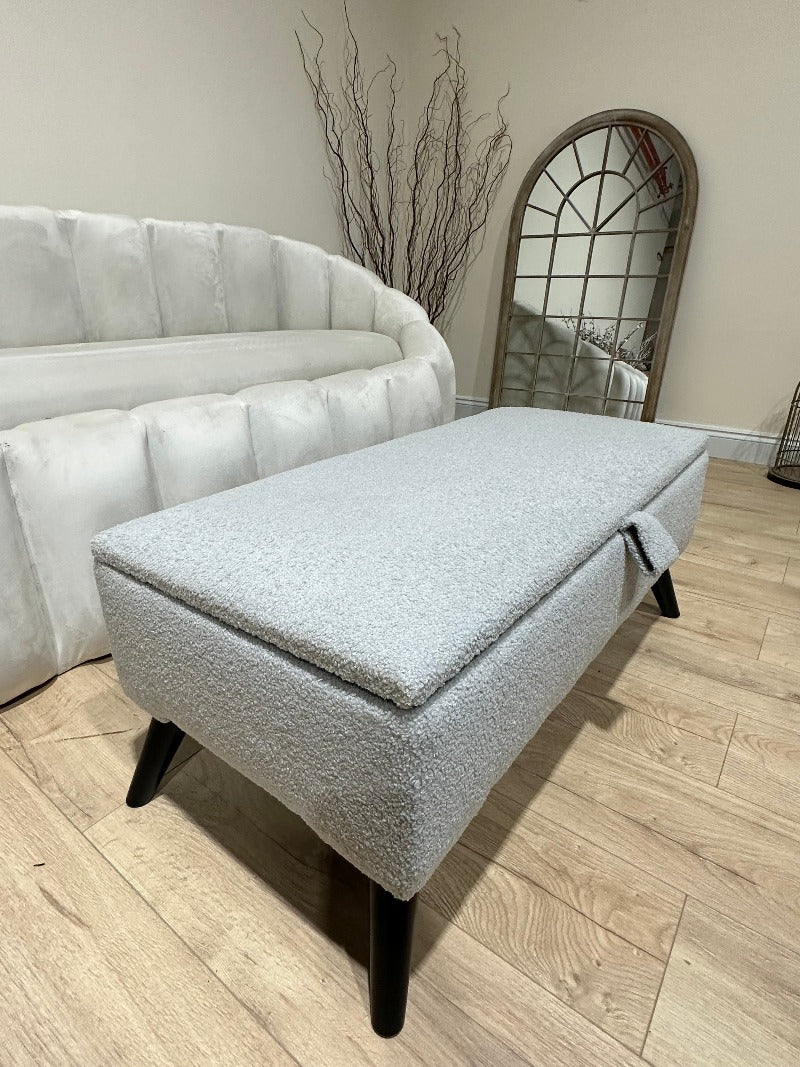 PREMIUM pale grey storage Bench seat coffee tableOttoman footstool