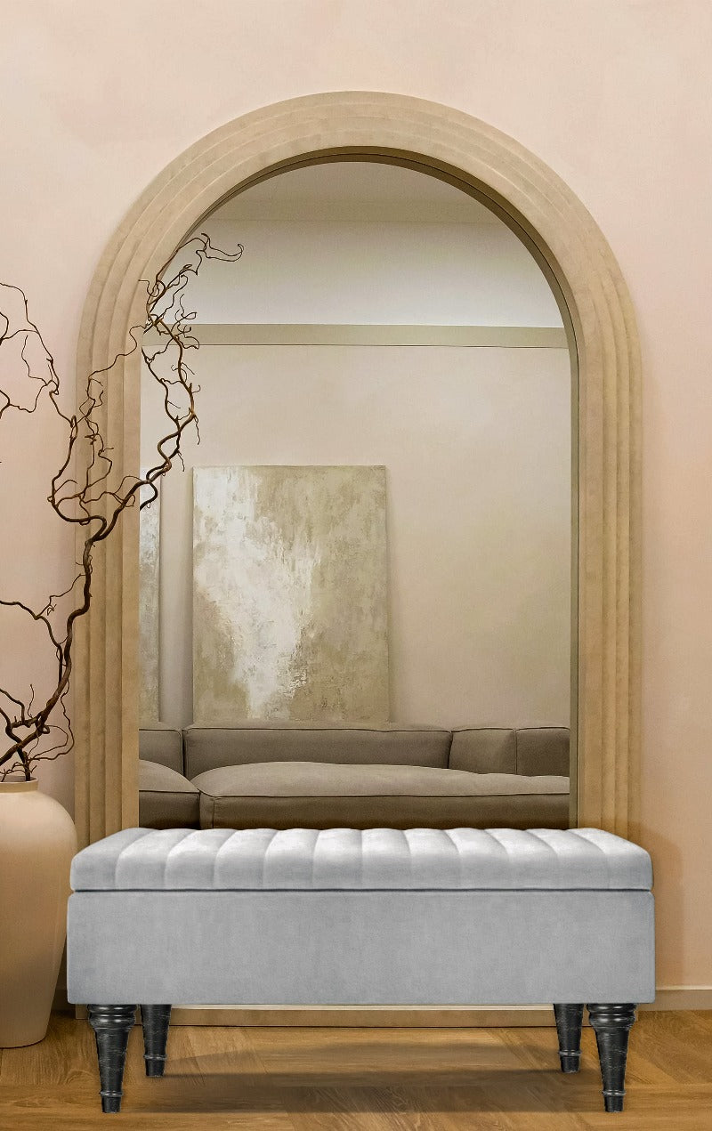 Silver Lusso Deep Panel Ottoman storage