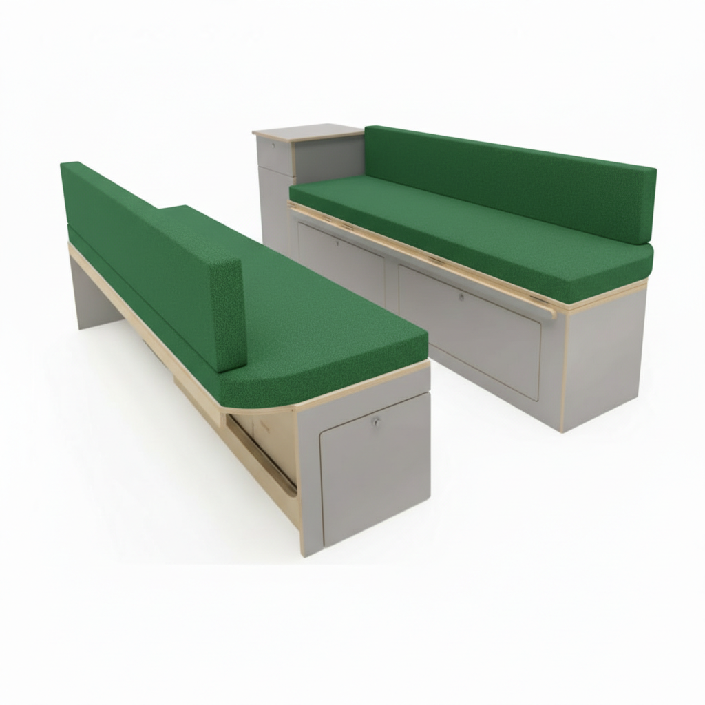 High Density Foam Covered in Green Campervan Fabric