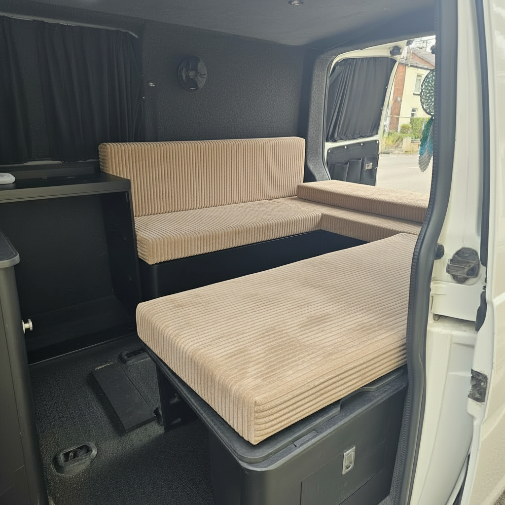 High density foam camper seat pad side profile for ultimate comfort