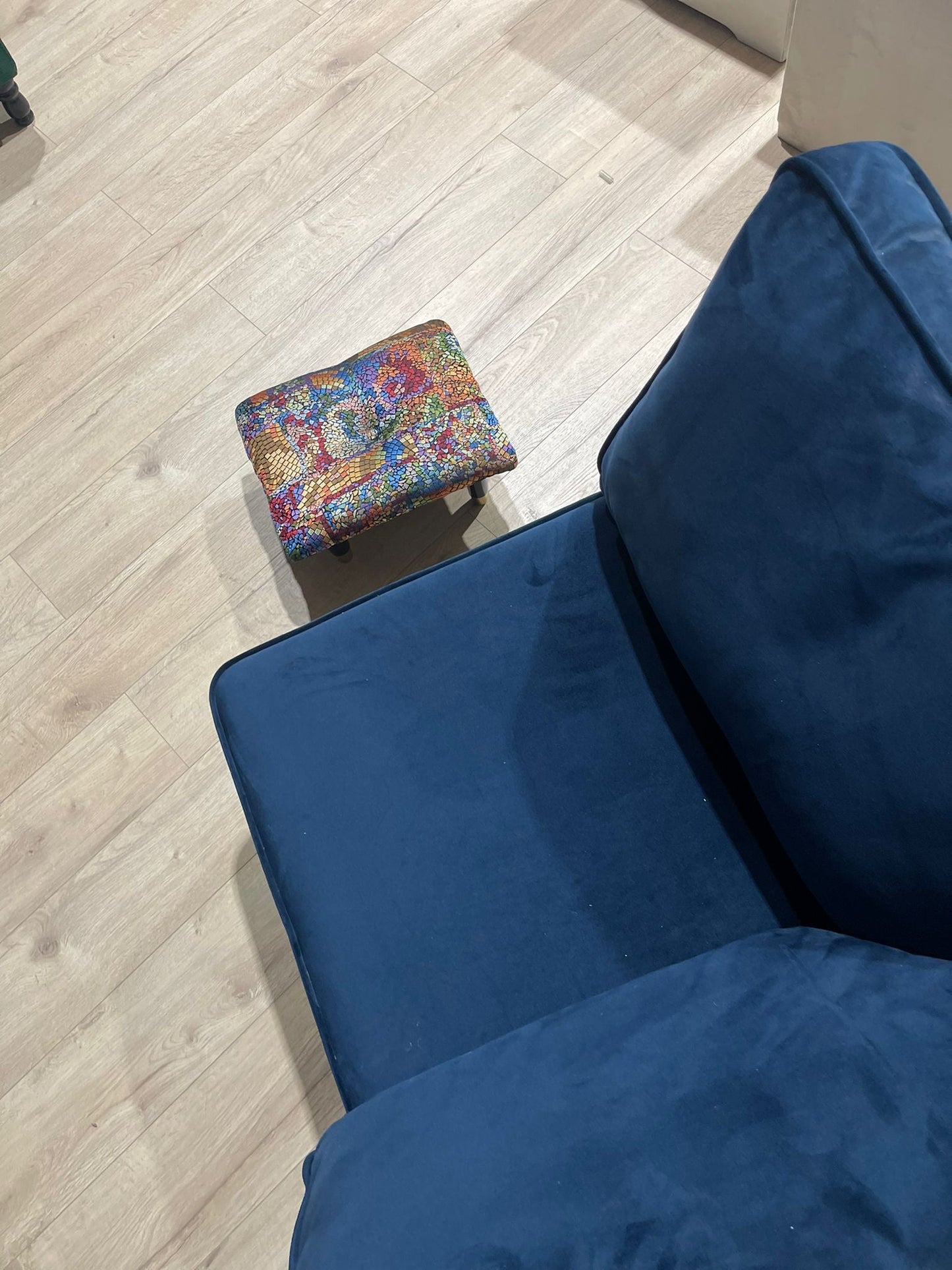 Small stained glass footrest pouffe