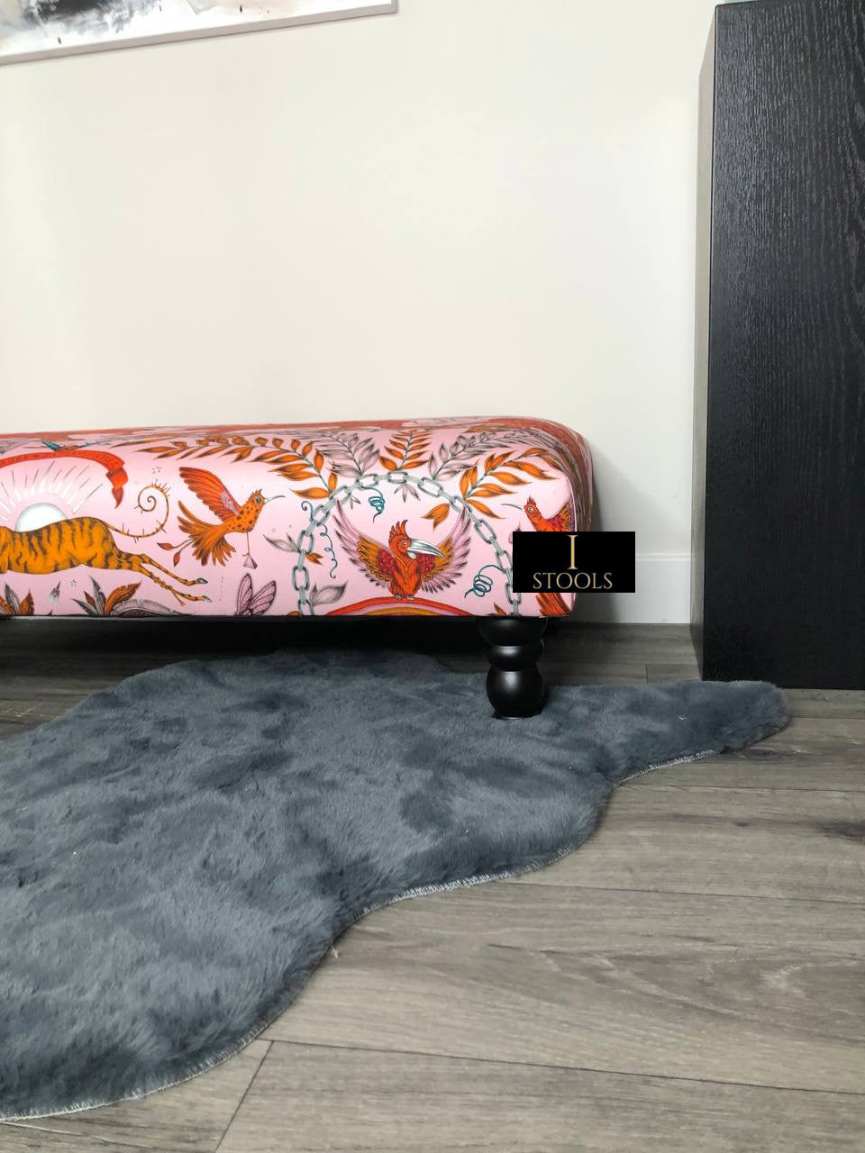 Printed multicolour Fabric Bespoke Footstool