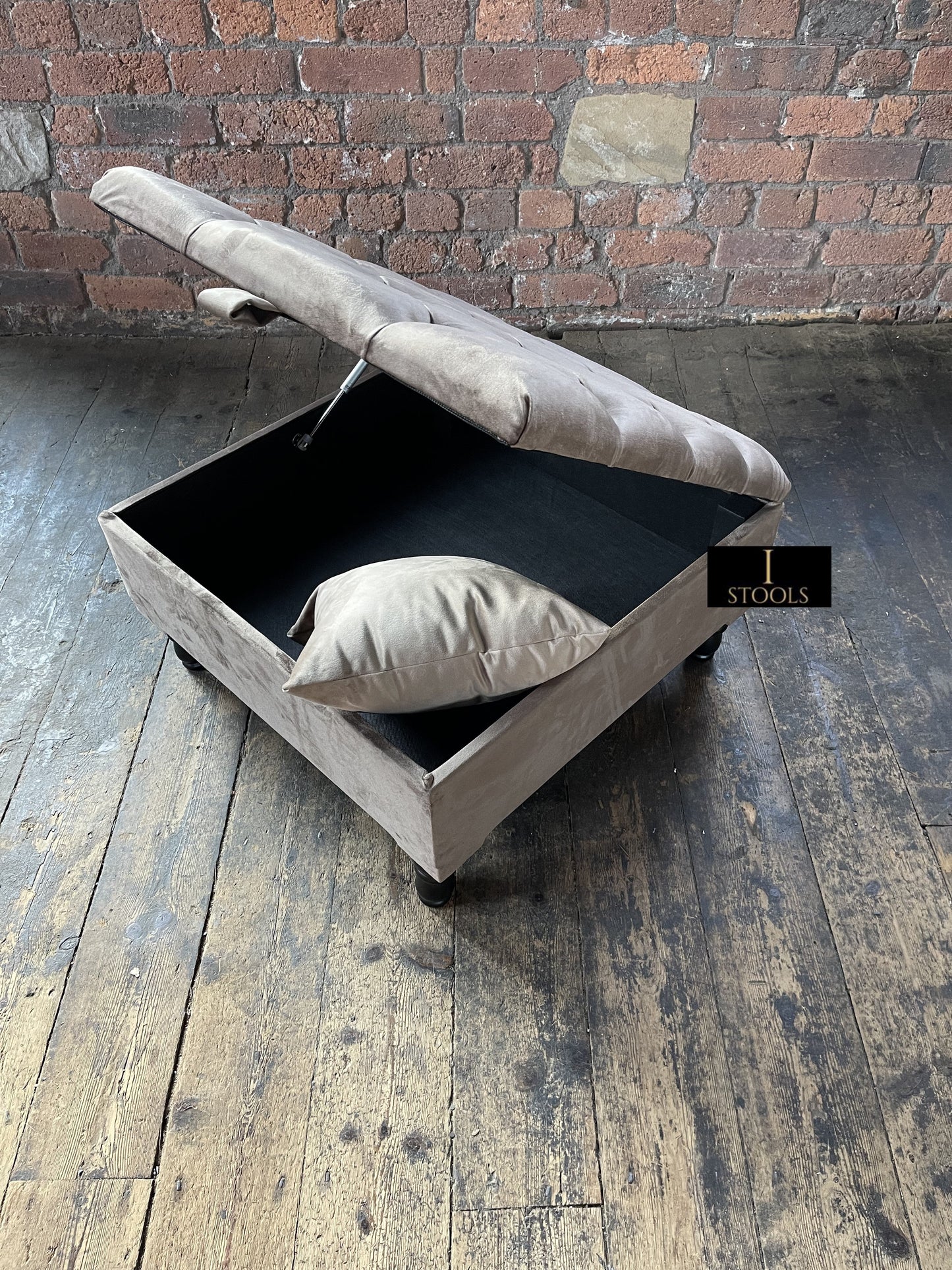 Pebble colour Square Ottoman Storage | Sand Ottoman Storage Bench