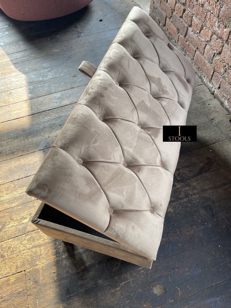 Champagne Beige Coffee Table Ottoman Bench For Living Room | Ottoman Storage Bench For Bedroom UK