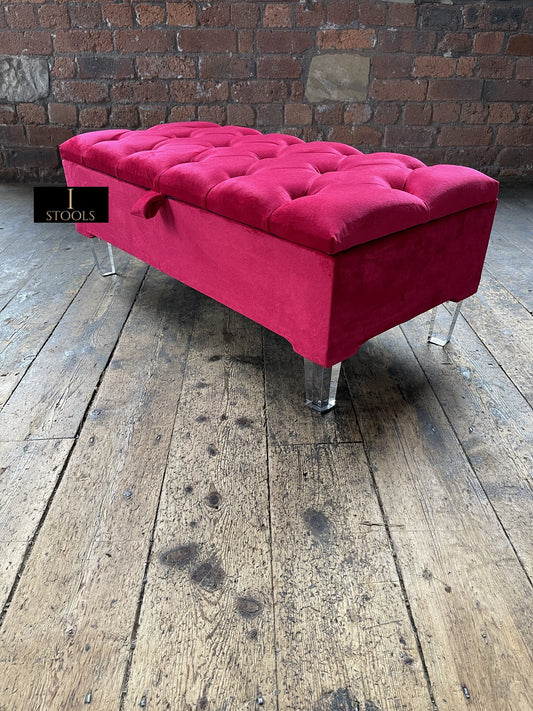 PREMIUM Red/Pink Ottoman Storage Bench | Red/Pink Ottoman Footrest coffee table