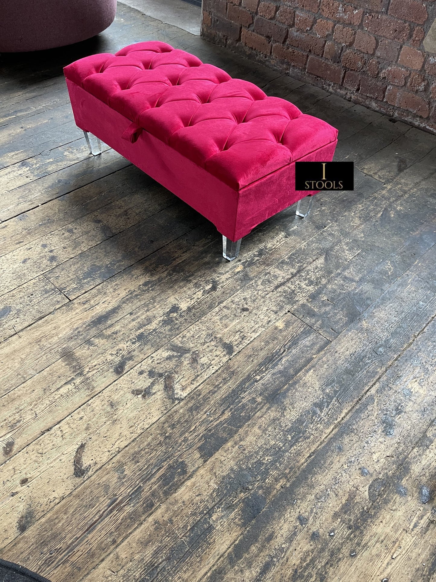 PREMIUM Red/Pink Ottoman Storage Bench | Red/Pink Ottoman Footrest coffee table