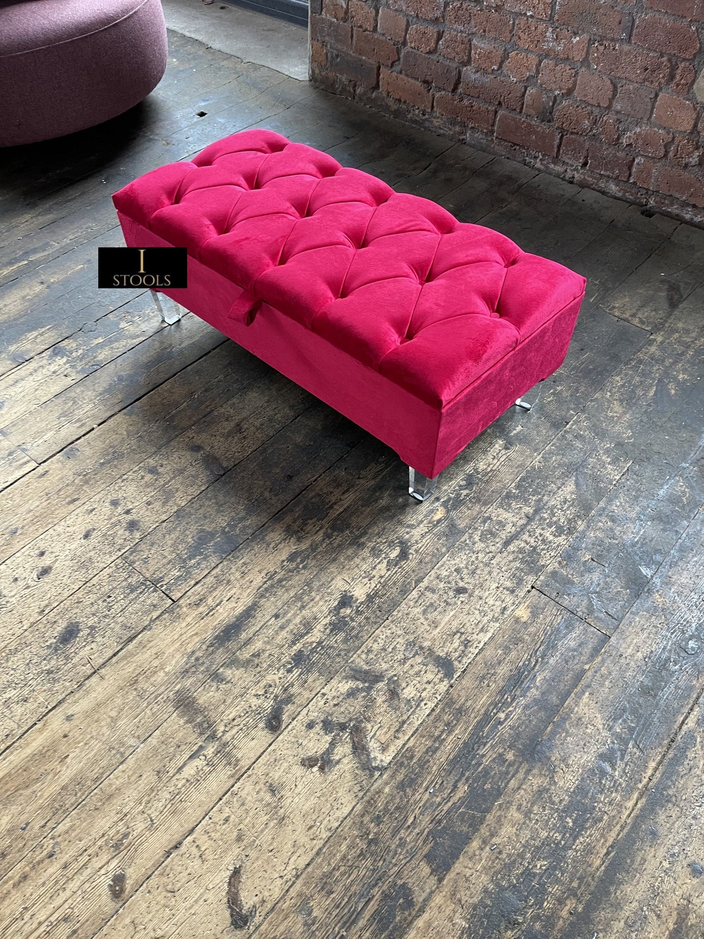 PREMIUM Red/Pink Ottoman Storage Bench | Red/Pink Ottoman Footrest coffee table