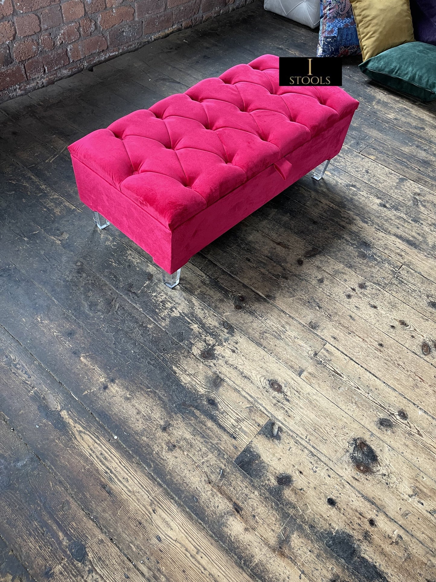 PREMIUM Red/Pink Ottoman Storage Bench | Red/Pink Ottoman Footrest coffee table