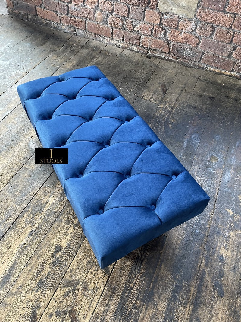 Blue Chesterfield Ottoman footstool
