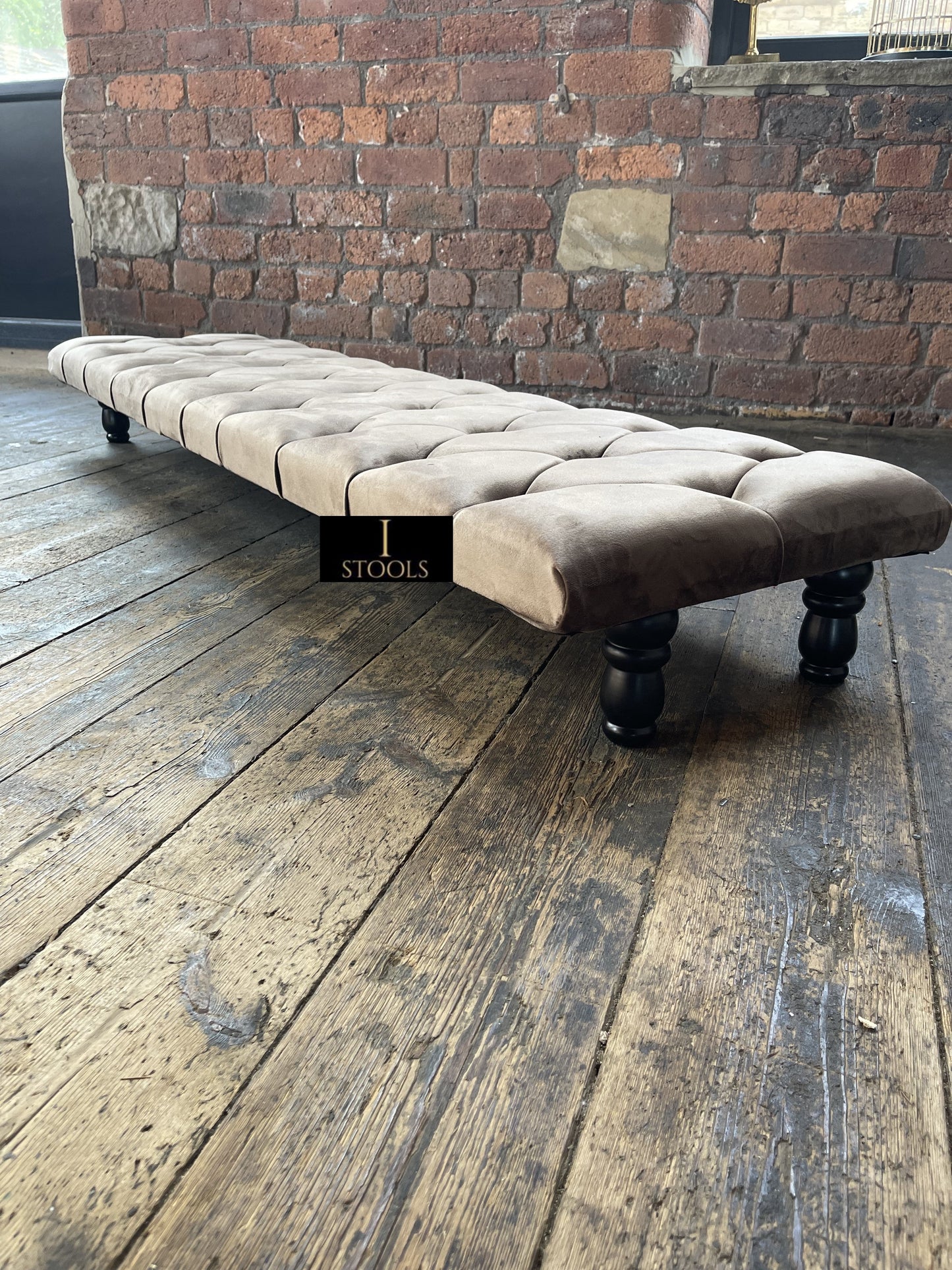Rectangular Sand Coloured Chesterfield Footstool