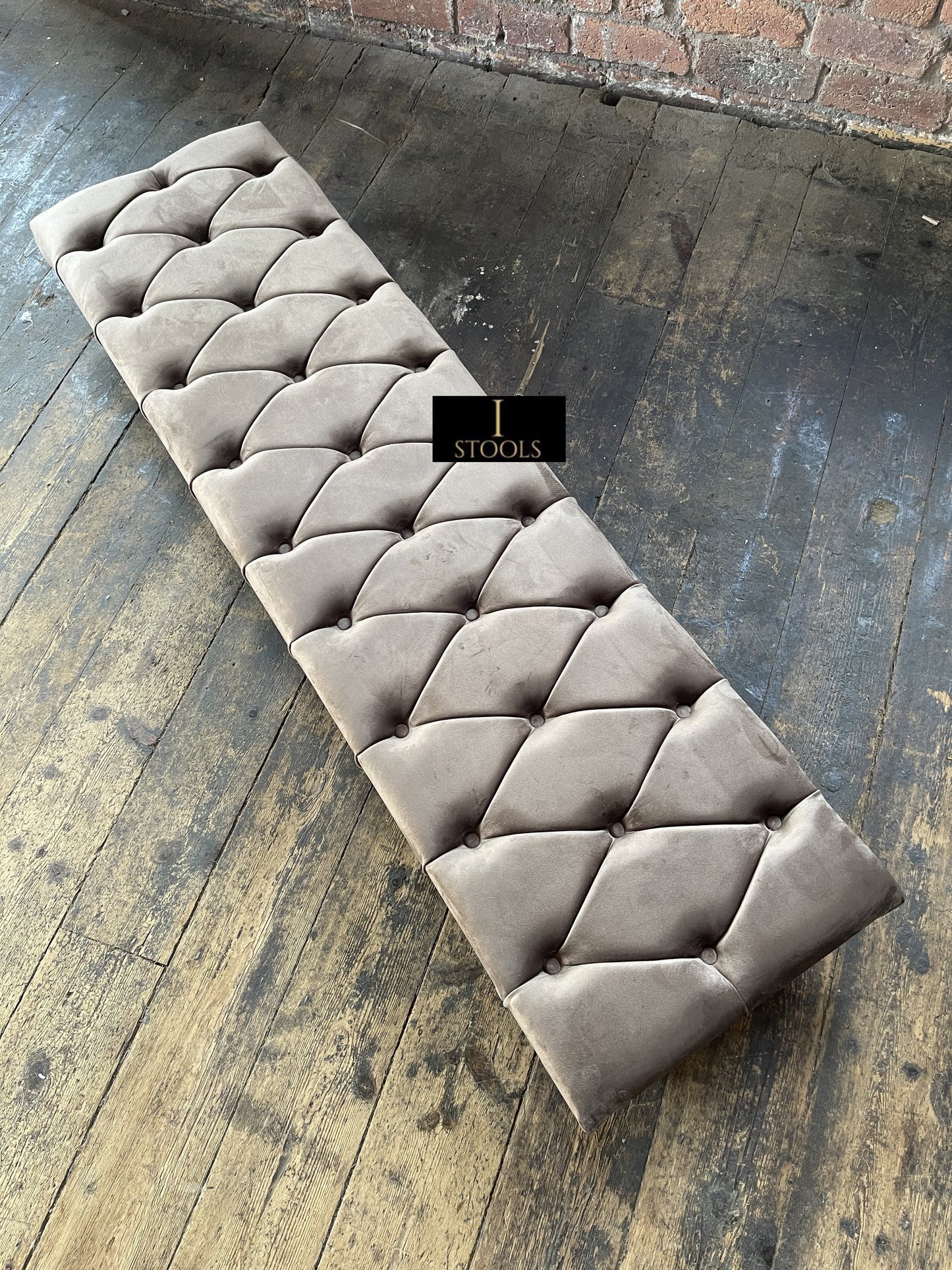 Rectangular Sand Coloured Chesterfield Footstool