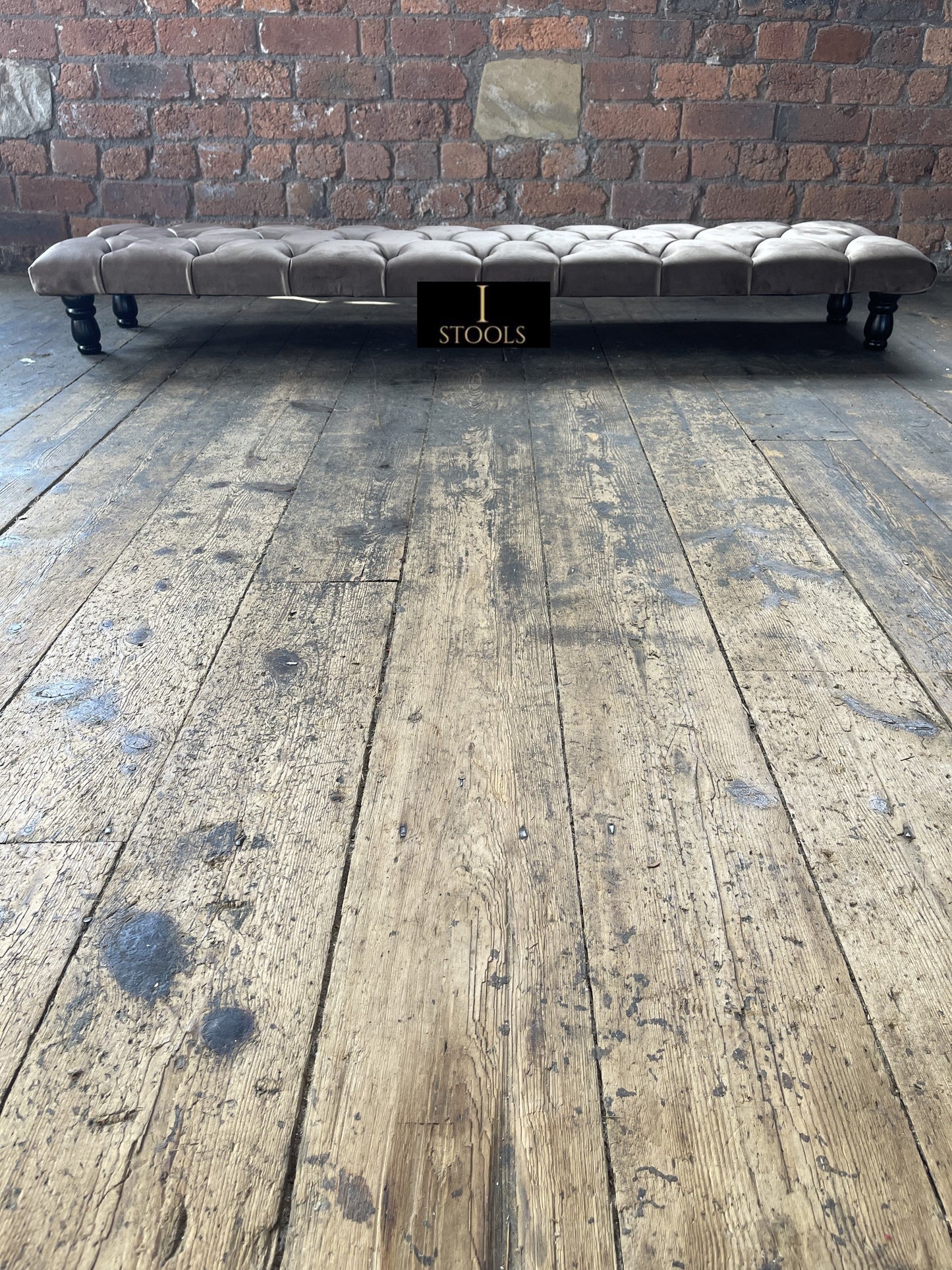 Rectangular Sand Coloured Chesterfield Footstool