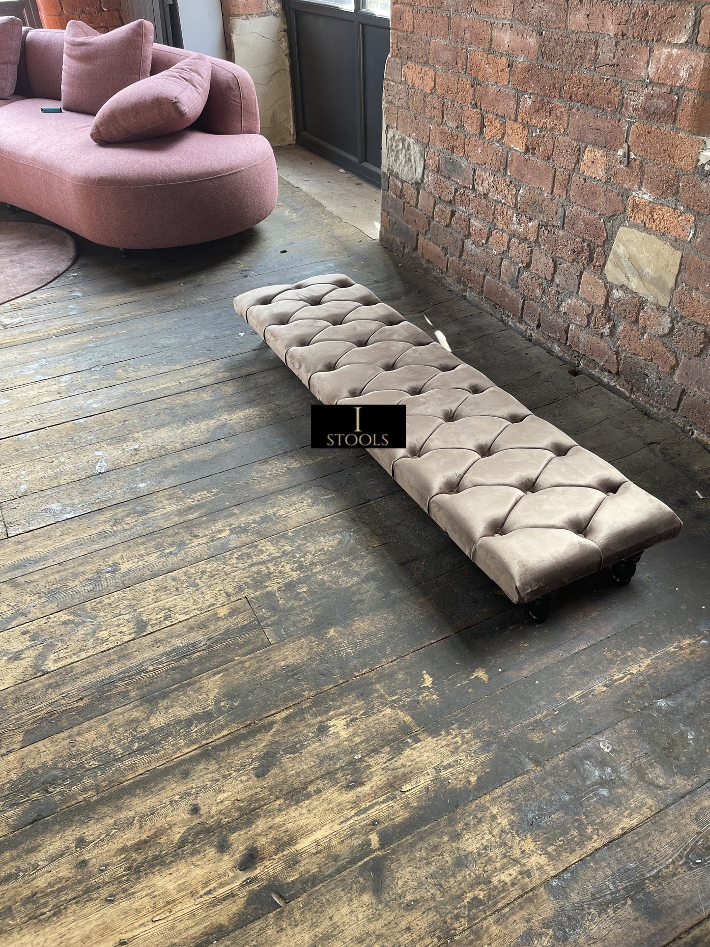 Rectangular Sand Coloured Chesterfield Footstool