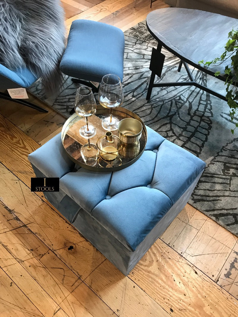 Duck Egg Blue coffee table Chesterfield Ottoman seat