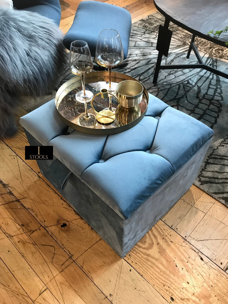 Duck Egg Blue coffee table Chesterfield Handmade footstool