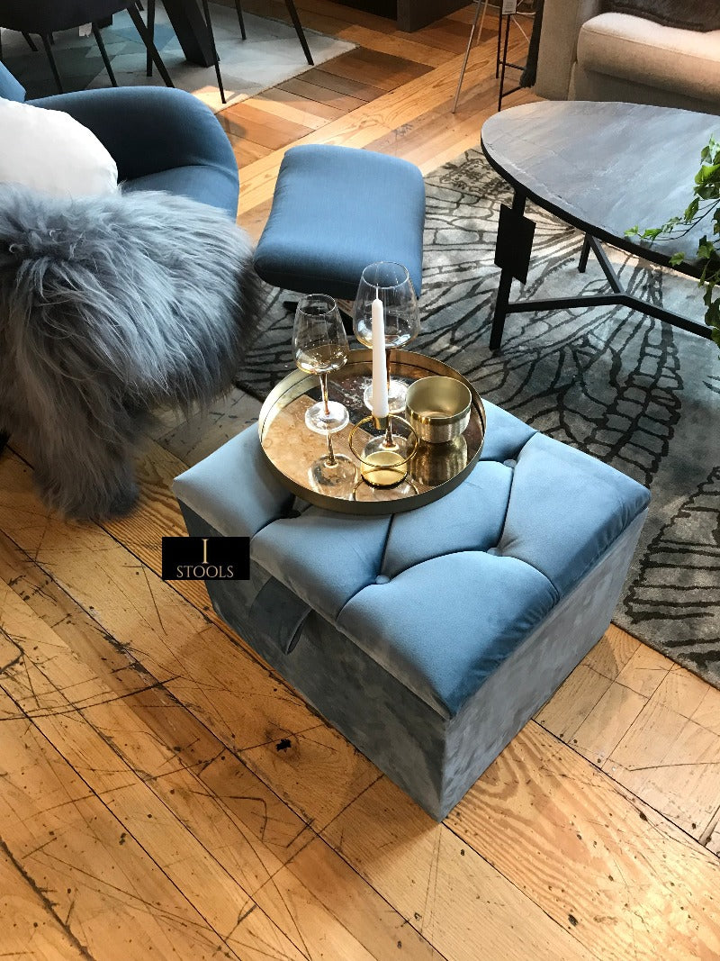 Duck Egg Blue coffee table Chesterfield Handmade footstool