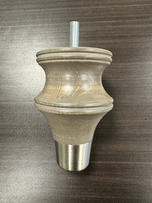 Grey wooden leg silver cap