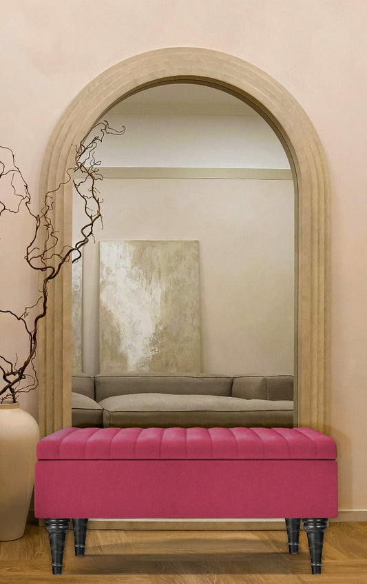 Maroon Lusso Deep Panel Ottoman storage