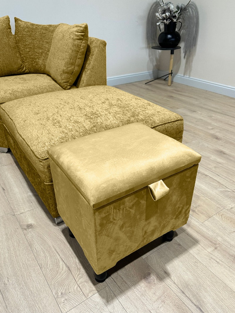 Mustard Gold Plain Ottoman storage