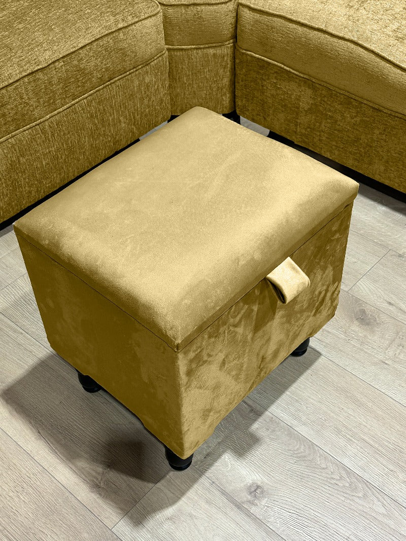 Mustard Gold Plain Ottoman storage