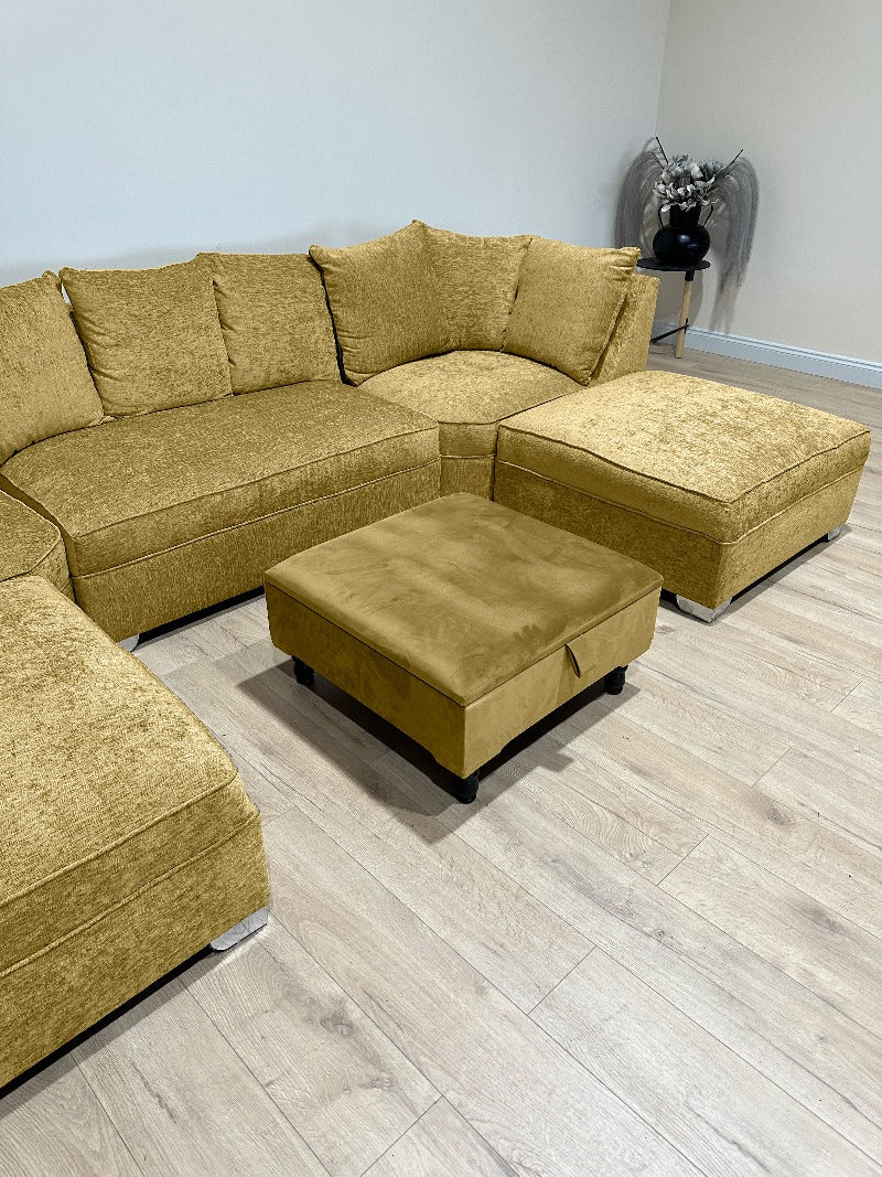 Square Plain Lid Coffee Table Ottoman Storage | Large Velvet Footrest UK