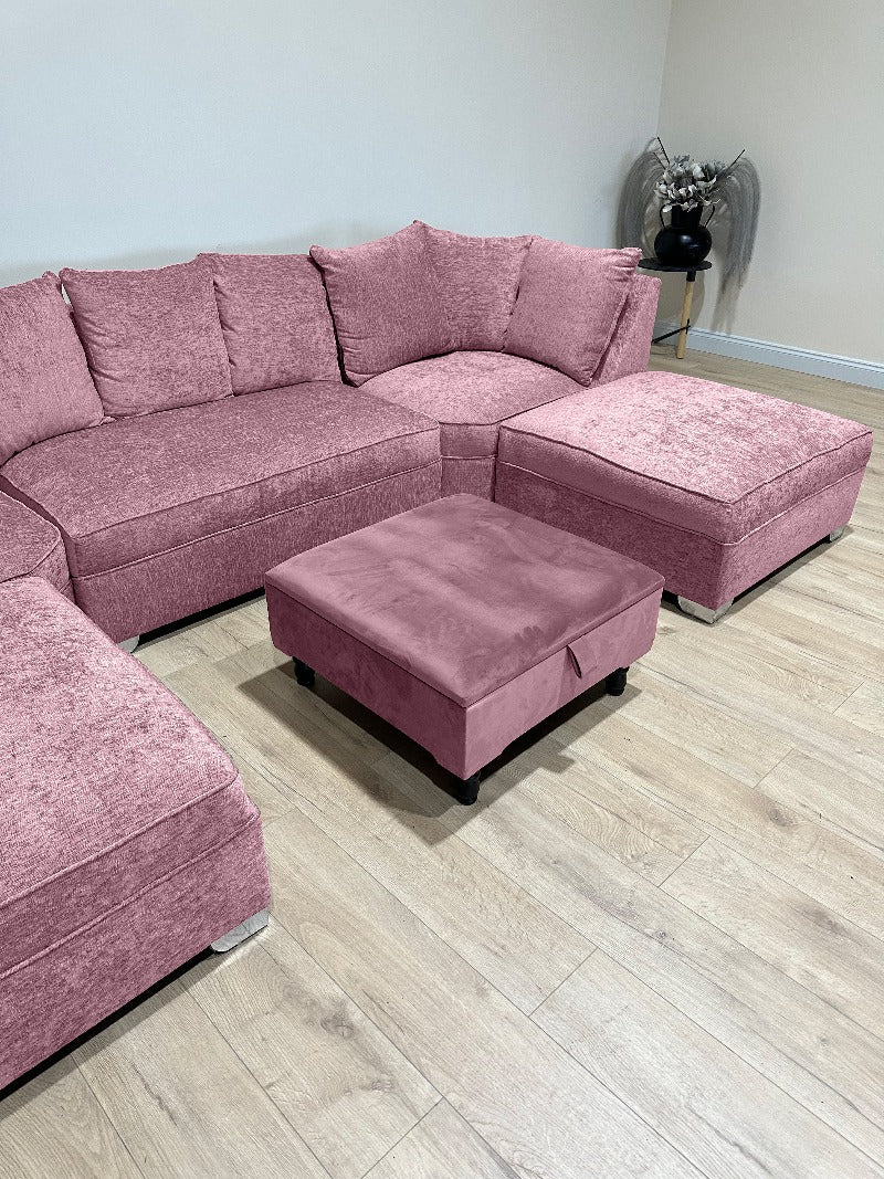 Square Plain Lid Coffee Table Ottoman Storage | Large Velvet Footrest UK