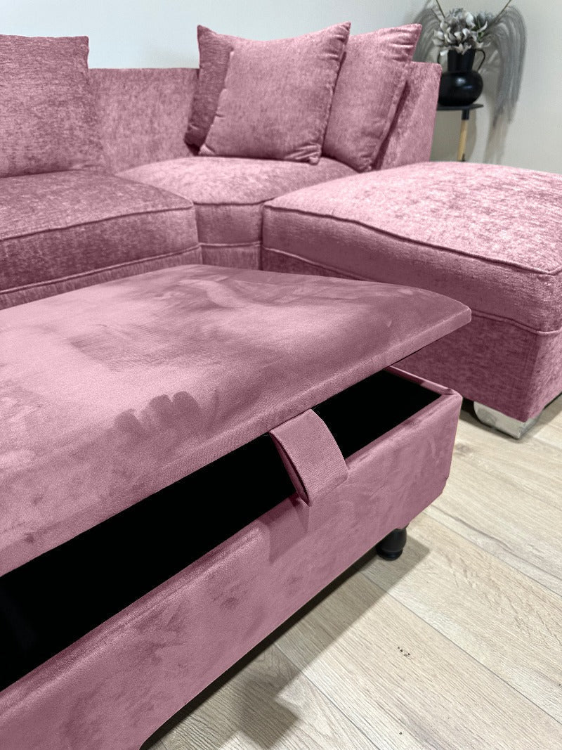 Square Plain Lid Coffee Table Ottoman Storage | Large Velvet Footrest UK