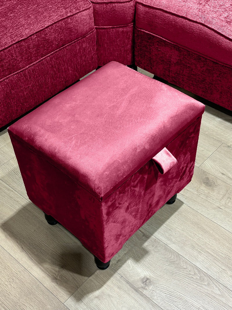 Maroon Plain Ottoman storage