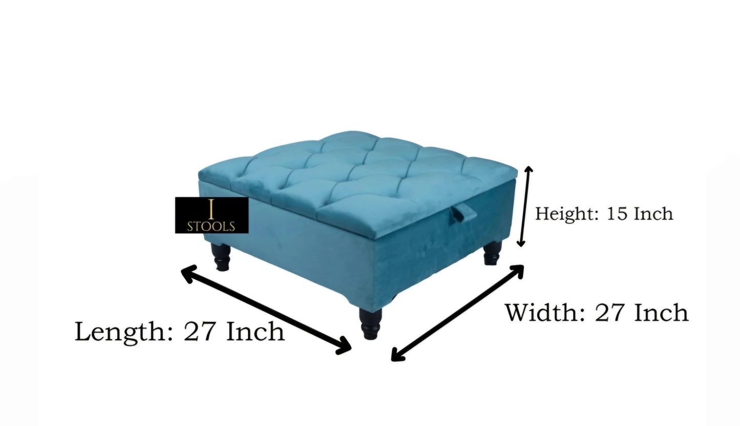Square chesterfield buttoned Storage coffee table bench