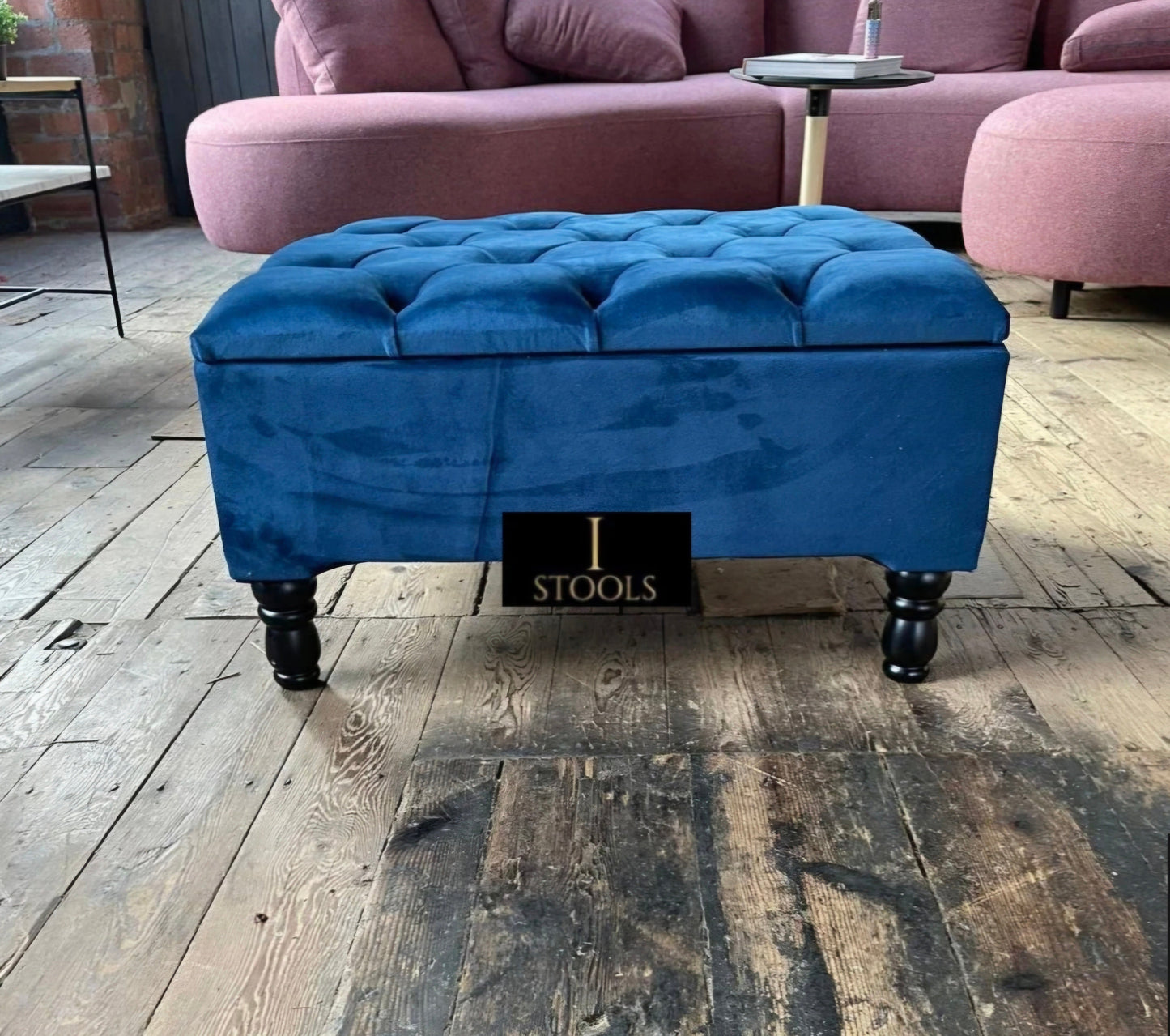 Square chesterfield buttoned Storage coffee table bench