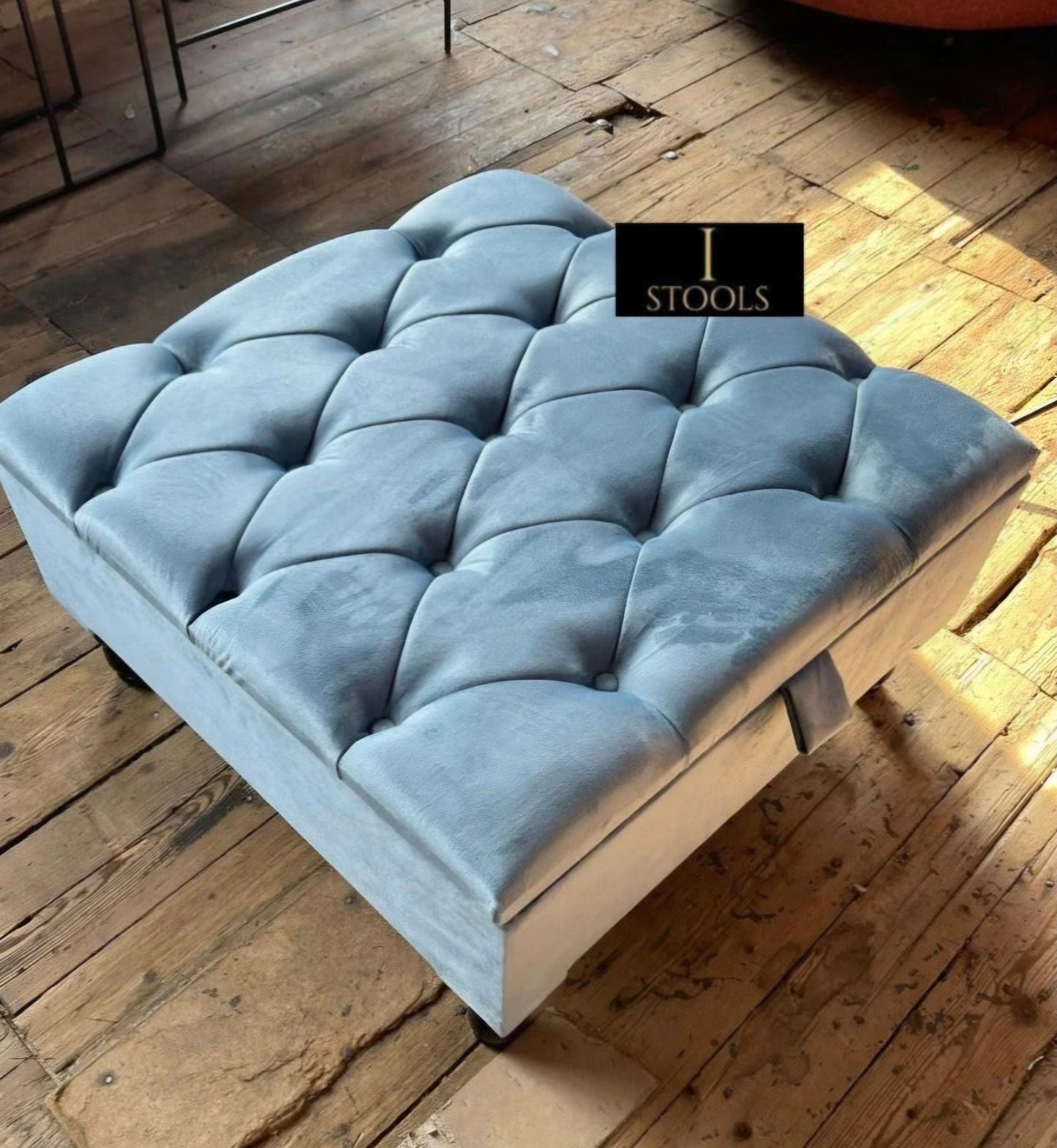 Square chesterfield buttoned Storage coffee table bench