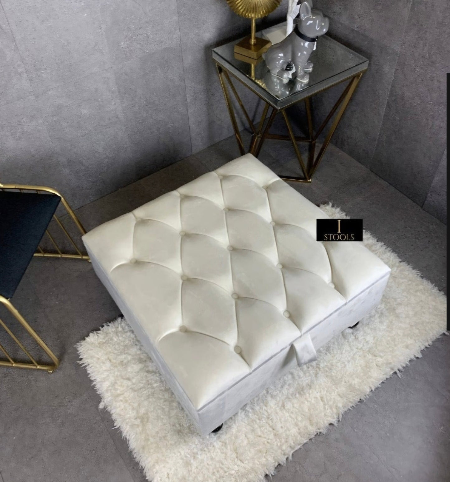 Square chesterfield buttoned Storage coffee table bench