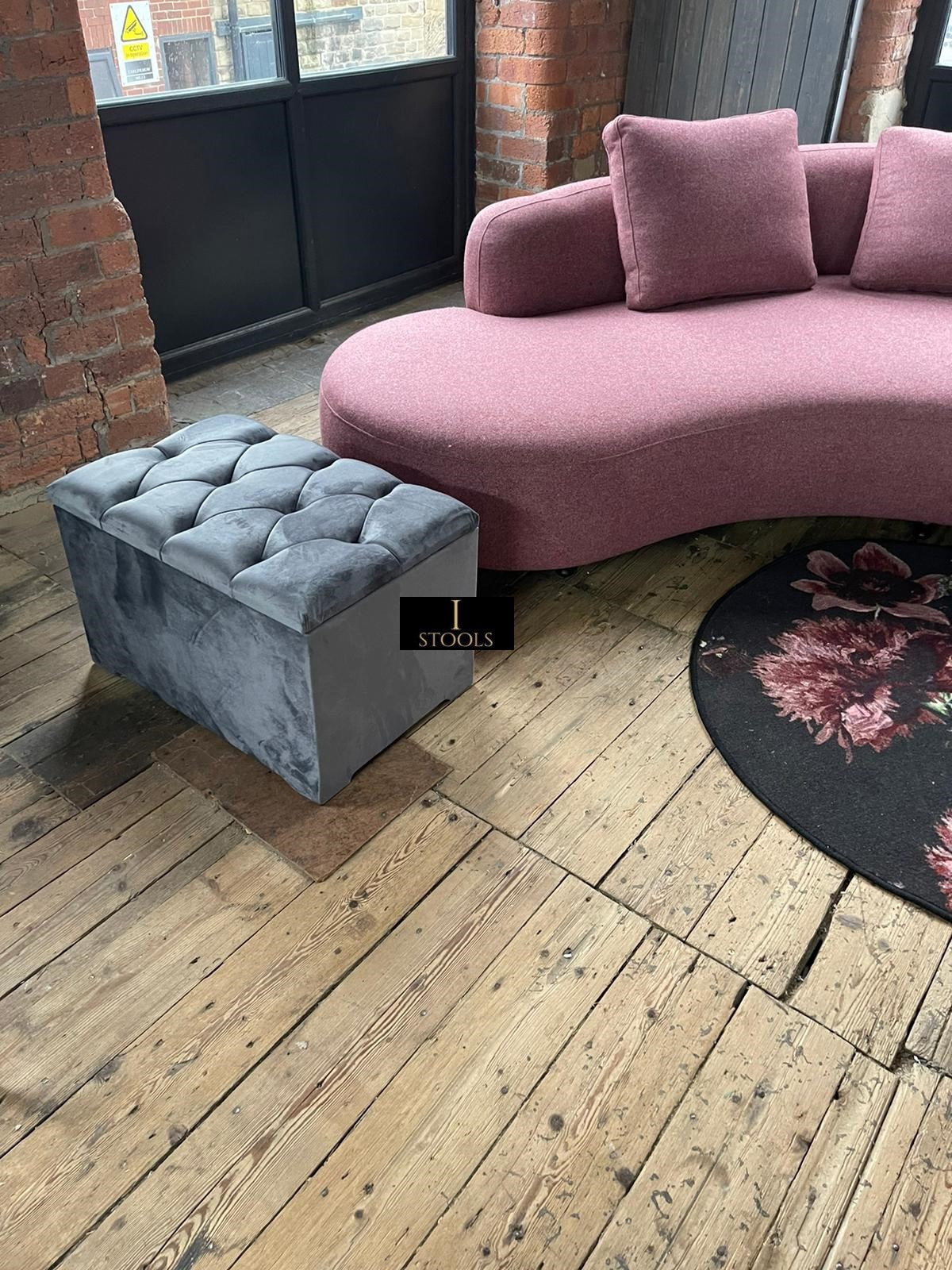 Dark Grey coffee table Ottoman Storage Box seat