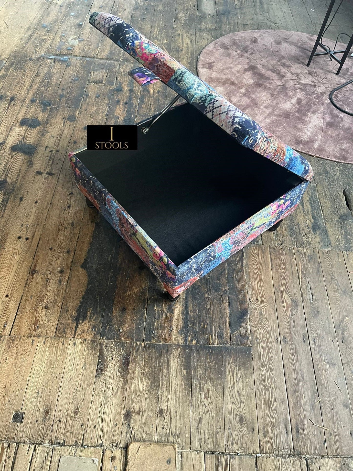 PREMIUM Ottoman storage square Demask multicolour