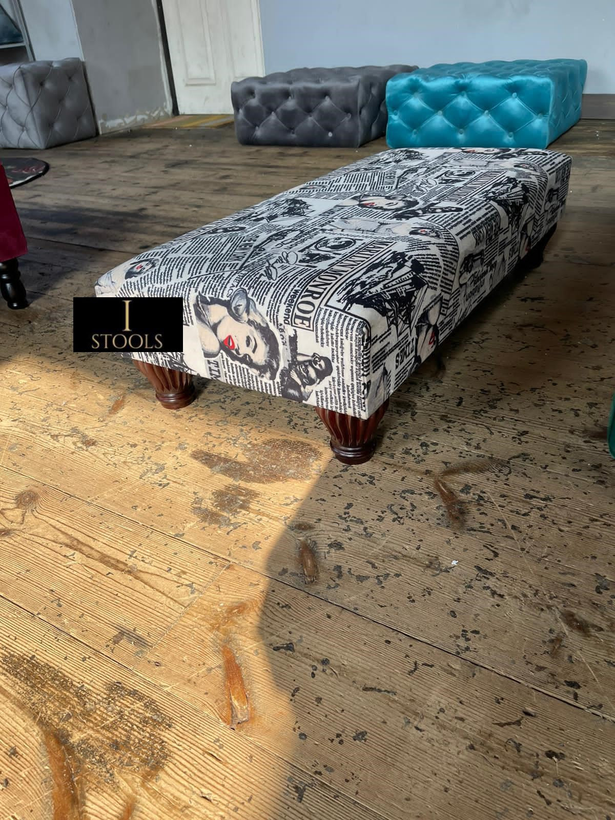 Marilyn Monroe printed fabric  Footstool Bench