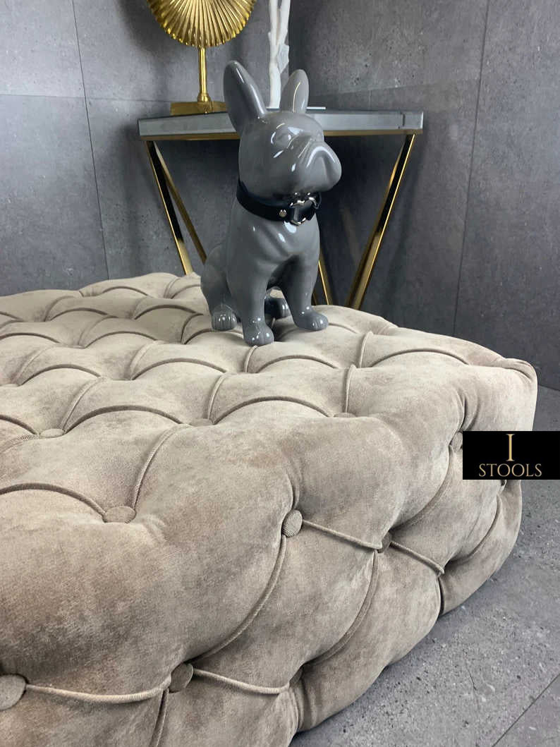 Brown Square Ottoman Coffee Table UK | Large Brown Chesterfield Coffee Table