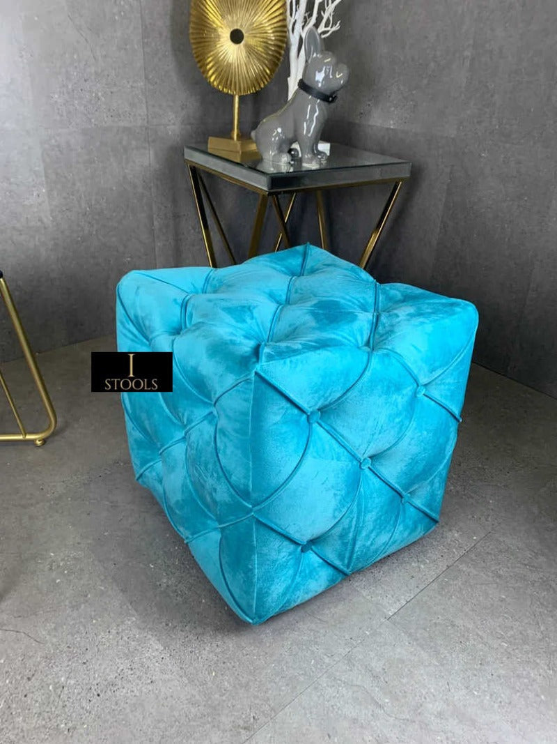 Aqua Ottoman footstool