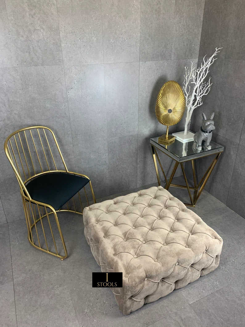 Brown Square Ottoman Coffee Table UK | Large Brown Chesterfield Coffee Table