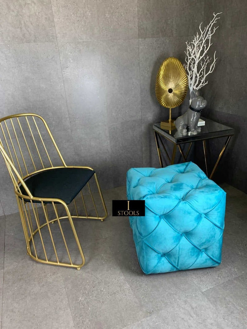 Aqua Ottoman footstool