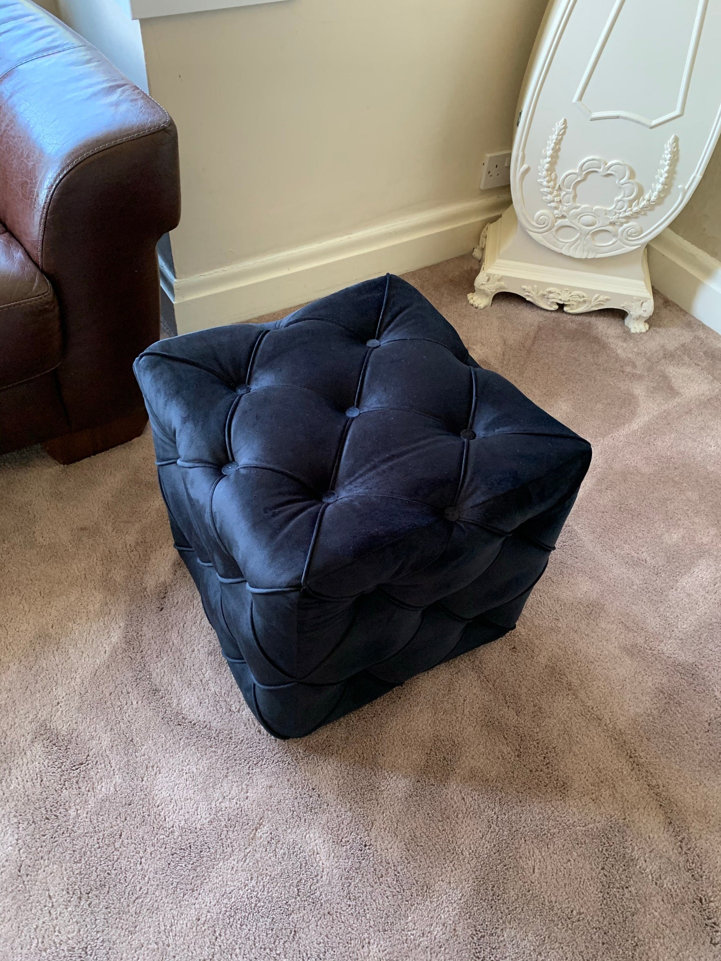 Buy Black Square Ottoman Cube Deep Buttoned Coffee Table