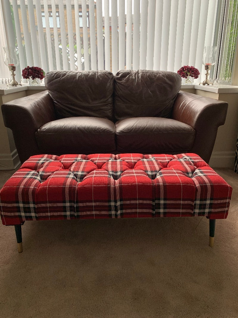 Buy Large Red Black Tartan Ottoman Storage Online at iStools