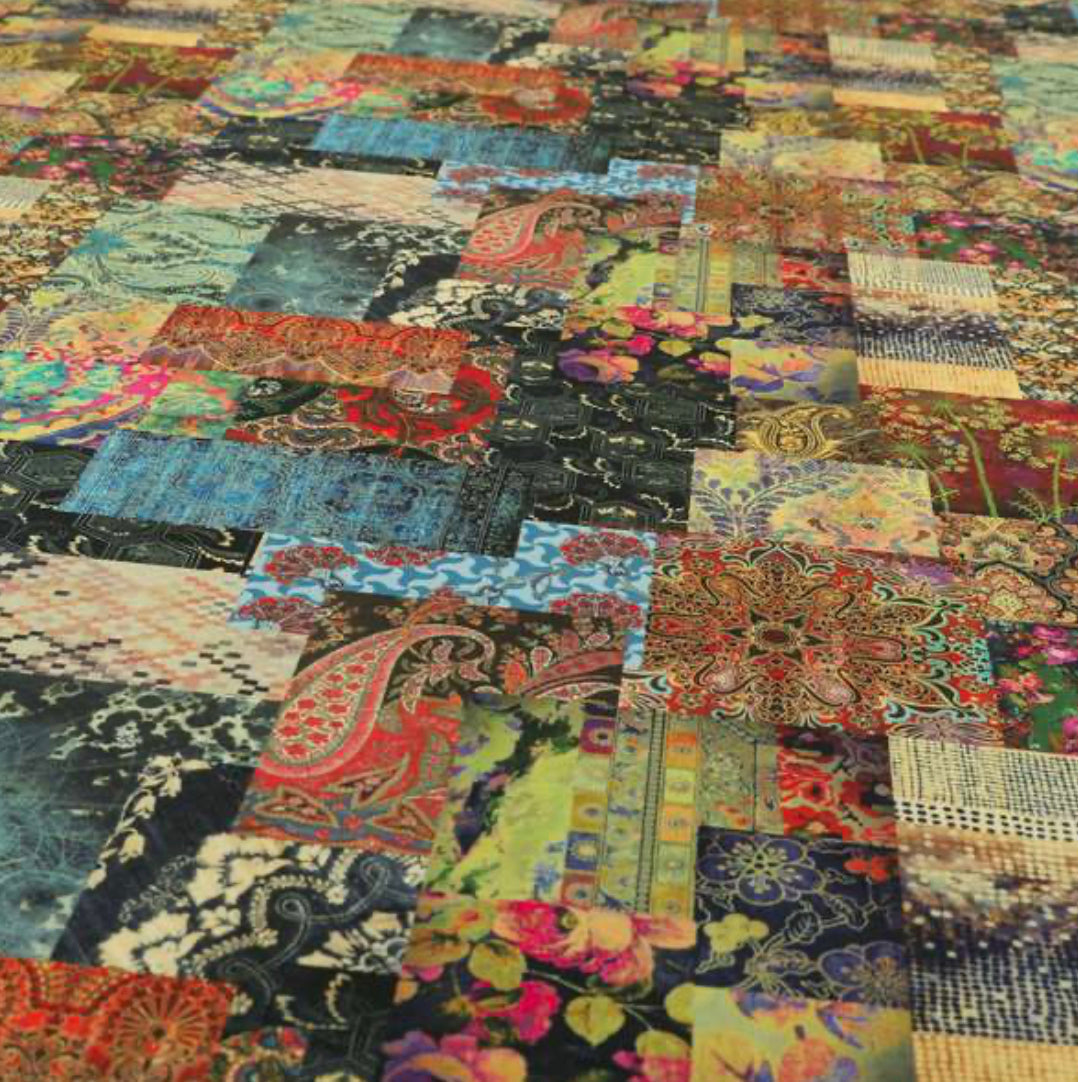 PREMIUM Ottoman storage square Demask multicolour