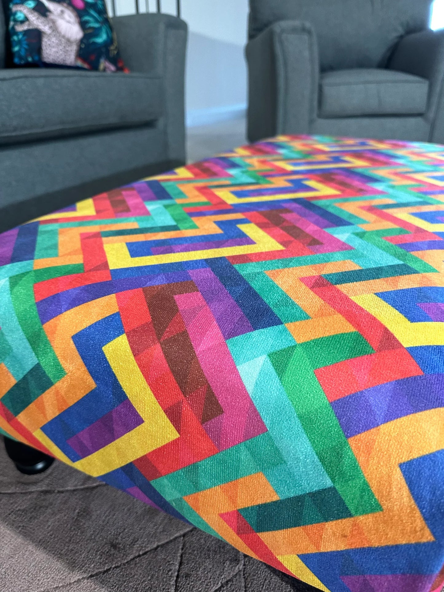 PREMIUM Multi Colour Trem Footstool window bay seat pouffe