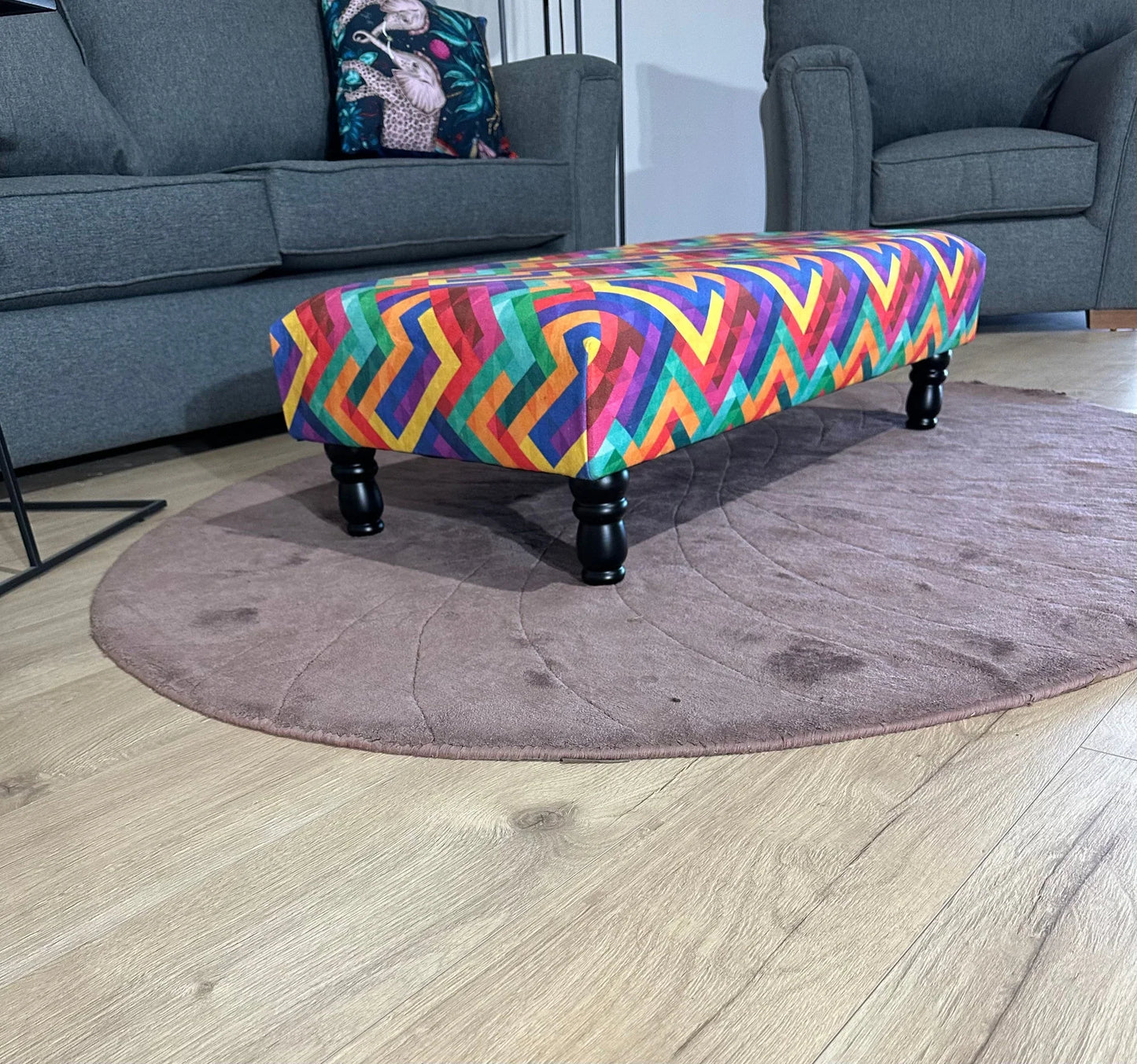 PREMIUM Multi Colour Trem Footstool window bay seat pouffe